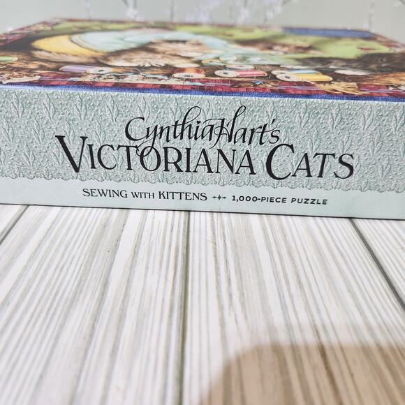 NWT Cynthia Hart's Victorian Cats Sewing with Kittens 1000 Pc. Jigsaw Puzzle OS - Picture 4 of 7